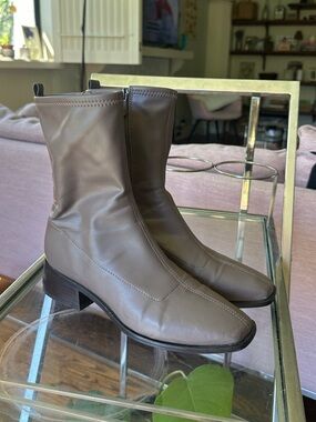 Sam Edelman Taupe Stretch Leather Ankle Boots